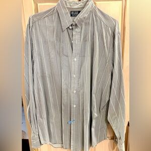 Polo Ralph Lauren Men's Gray and White Striped Shirt XL
